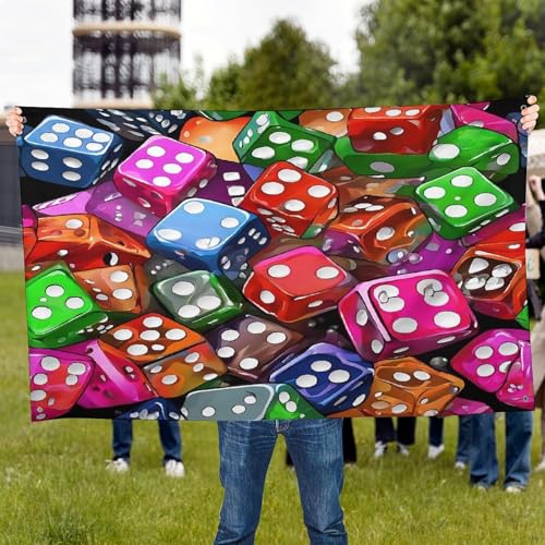 Heavy Duty Weather Resistant Polyester Flags 47x70 In, 4 Sizes Garden Flags for Outside, Games Dice Set Party Banner, Yard Decoration for Outdoor Patio, Entrance & Events - size: 47x70 Inch