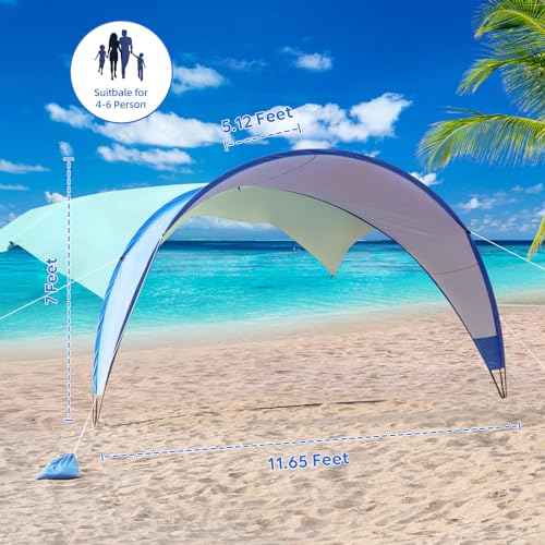 TOBTOS UPF 50+ Pop Up Beach Tent, Easy Set Up Beach Umbrella, Sun Shelter for 2-3 People UV Protection Portable Sunshade, Baby Canopy Cabana, Lightweight with Carry Bag - style: Blue for 4-6 Person