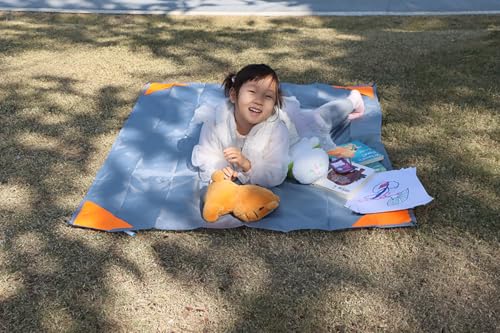 Orga'Neat Pocket Picnic Blanket, Beach Mat Waterproof Sandproof, Compact Lightweight Small Tarp for Camping, Hiking, Backpacking, Festival, Travel, Foldable in Bags (Grey/Orange, 55"x39") - color: Grey/Orange, size: 55"x39"