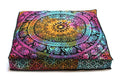 Large Hippie Mandala Round Floor Pillow Cover Ottoman Pouf Cover Daybed Cotton Cushion Cover with Heavy Duty Zipper Seating Ottoman Poufs Dog-Pets Bed (MUlti Elephant Flower, 35" Square) - color: Multi Elephant Flower, size: 35" x 35" (Pack of 1)