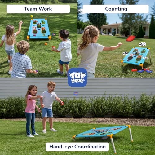 TOY Life Bean Bag Toss Game, Carnival Party Games, Cornhole Set for Kids Outdoor Games, Outside Toys for Kids Ages 4-8, Yard Outdoor Toys for Toddlers 3-5, Gifts for 3 4 5 6 7 Year Old Girls & Boys - color: Blue Animal