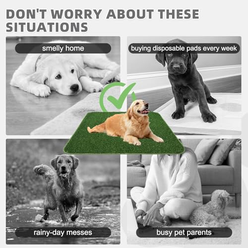 KOOLTAIL Dog Grass Pad with Washable Pee Pads for Puppy Potty Tray,2 Pack 32"*38" Soft Artificial Turf Multipurpose Reusable Grass Patch Pads for Dogs Litter Box, Leakproof for Doggie Training - size: 32" x 38" (2 Pack)