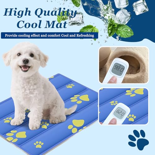 Cooling Mat for Dogs - 2025 Upgrade 35.4"x23.6" Pet Cool Mats for Dogs/Cats, Washable Non-Slip Cooling Pet Mat for Summer, Portable Ice Mat for Dogs/Cats