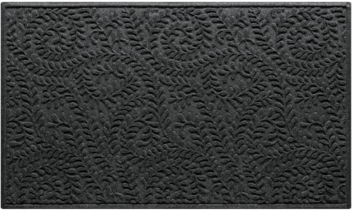 WaterHog Boxwood Front Door Mat Indoor Outdoor Entrance, Absorbent All-Weather Doormat with Non-Slip Rubber Backing, Dirt & Moisture Trapper, Low Profile & Easy Clean, Made in USA, 35"x59" Charcoal - color: Charcoal, size: Large 35"x59" (3'x5')