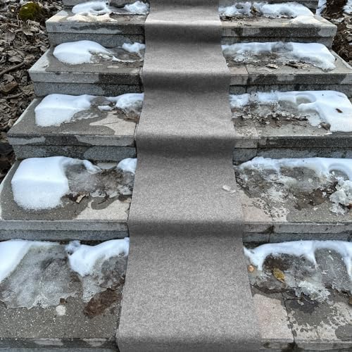 Prriudy 16 x 118 Inch No-Slip Ice and Snow Carpet Mats, Felt Carpet Anti-Slip Mat for Winter Walkways, Front Door, Stairs, Porch, Outdoor, Patio, Safe Walking (Grey, 1 Pcs, 16"x118")
