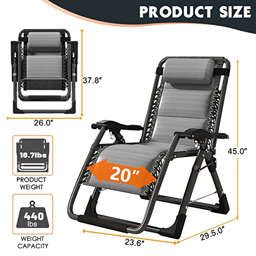 MOPHOTO Zero Gravity Chair, Outdoor Padded Lounge Chair with Side Table, Zero Gravity Recliner Chair, Outdoor Reclining Chair, Sturdy & Comfortable, Supports up to 440lbs - color: Pearl Gray, style: Zero Gravity Chair