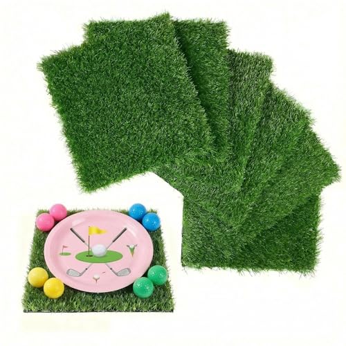 XLX TURF 6 Pack Artificial Grass Square Placemats for Golf Party Decorations - 12"x12" Fake Grass Mats for Crafts Football Table Centerpiece, Realistic Synthetic Pet Dog Turf Patch - size: 12"x12", Set of 6
