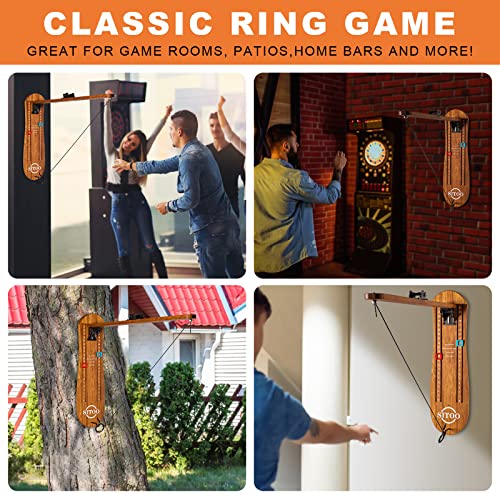 Ring Toss Game for Adults, Outdoors Games, Hook and Ring Game with Foldable Arm - color: WOOD