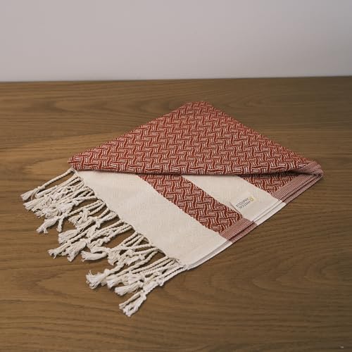mysticalanatolia Turkish Beach Towel Oversized Cotton Sand Free Quick Dry Lightweight Peshtemal Large Travel Yoga Picnic Blanket Absorbent Compact 39x79 Red - color: Red