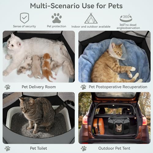 Siedihit Dark Grey Dog Cat Playpen, Puppy Pet Playpen, Small Dogs Tent Crates Cage Indoor/Outdoor, Portable Pop Up Dog Kennel Playpen with Carrying Case for Dogs/Cats/Rabbits - color: Dark Grey