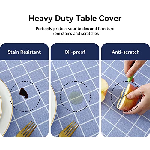 Romanstile Rectangle Vinyl Tablecloth, 100% Waterproof Oil-Proof Checkered Plastic Table Cloth, Heavy Duty Wipeable Table Covers for Dining, Camping, Picnic, Outdoor - 54 x 108 Inch, Blue - color: Blue, size: 54" x 108" (Rectangular)