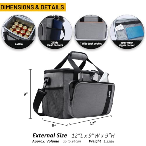 MIER Mens Lunchbox for Work Insulated 24 Cans/15L Large Lunch Bags Leakproof Adult Women Lunch Box Coolers for Travel Beach Picnic Office, Gray - color: Light Gray