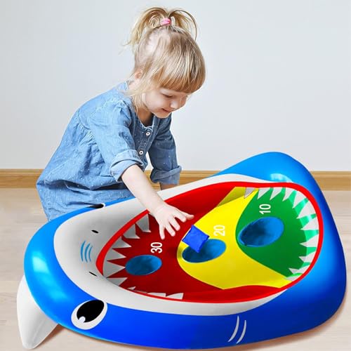 Kids Fun Pool Toys,Inflatable Shark Cornhole Board Floating Water Game Outdoor Swim Play for Adults Family,Cool Summer Party Gift for 6 7 8 9 10 12 Year Old Boy Girl Teen - style: Shark Cornhole Board