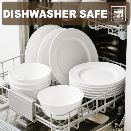 6 Sets Plates And Bowls Set(18 Piece) - Unbreakable Lightweight Dinnerware Set With 26 oz Cereal Bowls 8 inch Dessert Plates 10.5inch Dinner Plates Dishwasher Safe Reusable Gift for Wedding Home - color: Dinner Set White