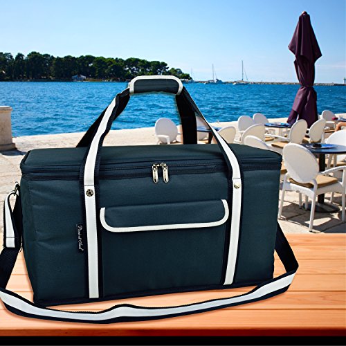 Picnic at Ascot 64 Can Capacity Heavy Duty Collapsible Leakproof Cooler- Designed & Quality Approved in The USA - color: Navy