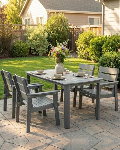 Outdoor Patio Dining Chair Set of 2, All-Weather Patio Chairs with Armrests, Ergonomic Design, Ideal for Garden, Poolside, Backyard, Deck, Dark Gray - color: Dark Gray, size: 2 Chairs