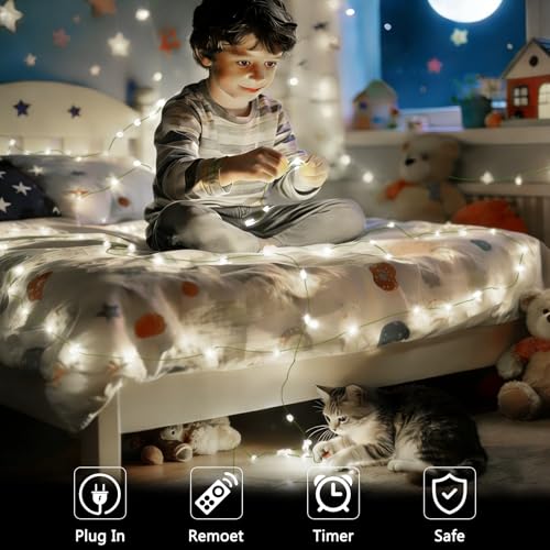 2 Pack Fairy String Lights Plug in 33Ft 100 LED, IP68 Waterproof Christmas Tree Light with Remote Timer Christmas Lights with 8 Modes Dimmable Twinkle Lights for Xmas Indoor Decor (Cool White) - color: Cool White