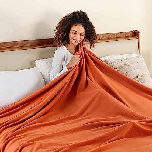 Berkshire Blanket Microfleece King Size Bed Blanket Amberglow Orange,Lightweight Soft Breathable Plush Micro Fleece Blanket for Bed Couch Sofa,90x108 Inches - color: Amberglow, size: King/Cal King