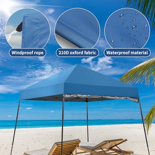 Outvita 6'x6' Pop Up Canopy Tent Commercial Instant Gazebo Tent, Waterproof & UV Protection Canopy Tent with Slant Legs & 1pc sidewall for Party Wedding Birthday BBQ Events - style: 6x6-blue