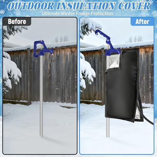 Outdoor Faucet Covers for Winter, 35.4"H×13.4"W - Waterproof Oxford Fabric Water Faucet Cover, Freeze Protection Outdoor Faucets Hose Bibs for Wall Taps Garden, Lawn, and Sprinkler Systems - size: 35.4×13.4inch