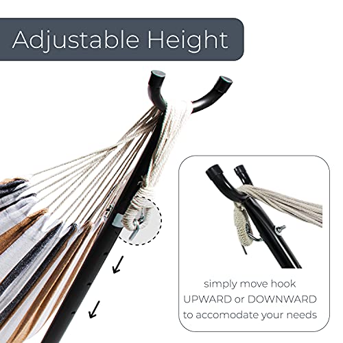 Backyard Expressions - 914921 - Portable Double 2 Person Outdoor Hammock with Stand - Brown and Gray - 9 x 3 Foot Hammock - color: Saharan Nights