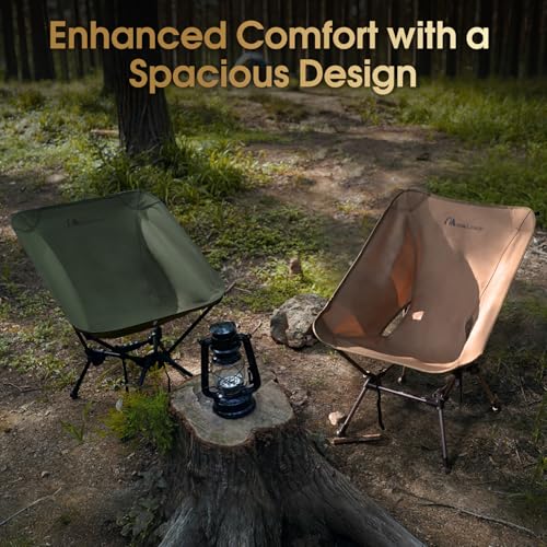 MOON LENCE Portable Camping Chair Plus, Larger & Roomier, Compact and Lightweight Still, Folding Chair for Backpacking & Hiking, 330Lbs Capacity (Moss Green) - color: Moss Green