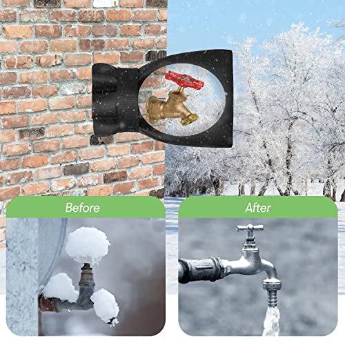 BoArt Outdoor Faucet Cover Socks for Winter Freeze Protection, 7.09" W x 9.06" H, Hose Bib Covers for Wall Taps Outside, Waterproof & Frost Free Insulated Spigot Cover, 2 Pcs Faucet Socks Black