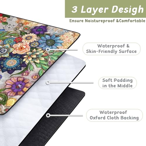 Picnic Blankets Waterproof Large, 80"x 60" Outdoor Beach Blanket Sandproof Foldable Lightweight Portable 3-Layer Camping Mat for Parks,Hiking,Travel,Music Festival,Concerts(Mandala Flowers) - color: Multicolor Mandala Flower, size: 5' x 6'8" (Rectangular)