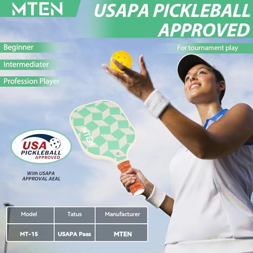 Pickleball Paddles Set of 2 or 4, or Single Paddle – USAPA Approved Fiberglass Surface Pickleball Rackets Set for Men & Women - color: Green*2