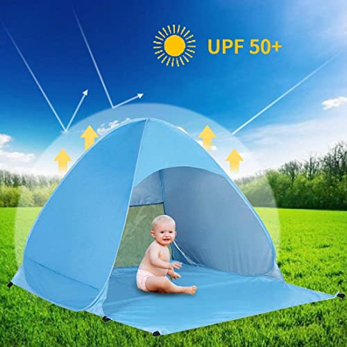 Pop Up Beach Tent –for 2-3 Person UPF 50+ UV Sun Protection Beach Shade Tent Pop Up Sun Shelter with Carry Bag and Stakes for Beach, Park, Camping (Large) - size: Large