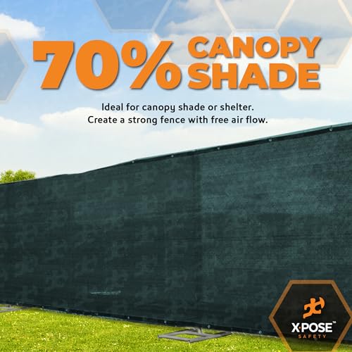 Xpose Safety Heavy Duty Green Mesh Tarp 10' x 14' – 70% Sunblock Shade Cloth with Grommets for Garden, Fence, Privacy Screen, Canopies, Dump Trucks, Pool Cover – Tear & Weather Resistant - color: Green, size: 10' x 14'