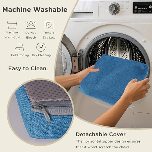 AddGrace Anti-Slip Bar Stool Cushions Square Bar Stool Seat Cushions with Ties Set of 4 Small Square Chair Pads with Machine Washable Cover 12"X12"X2" (Blue) - color: Blue