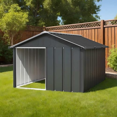 Outdoor Dog Kennel with Steel Roof and Walls, Waterproof Dog Playpen with Open Entrance, Animal Hutch Shelter from Rain and Wind, Anthracite 45.9"x60.2"x32.1" Galvanized Steel,-653 - color: Anthracite, size: 45.9"x60.2"x32.1"