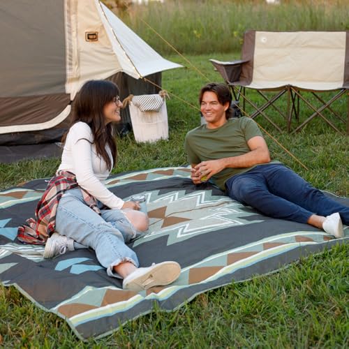 CORE Outdoor Weighted Blanket | Packable Waterproof Picnic Blanket, Beach Mat, Tent Camping Rug, & Stadium Blanket | Large Portable 94" x 78" Quilt Design with Built-in Straps and Carry Handle - color: Desert Mosaic