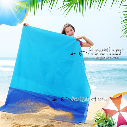 Drydiet Extra Large Beach Blanket Sandproof Waterproof 10 x 9 ft Beach Mat for 2-8 Adults Oversized Quick Drying Outdoor Picnic Blanket Lightweight Sand Free Mat for Travel Camping Hiking(Blue) - color: Blue