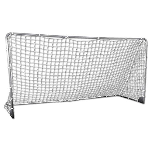 Franklin Sports Competition Soccer Goals - Backyard Portable Steel Soccer Goals - Adult + Youth Soccer Goal with Net + Ground Stakes Included - Multiple Sizes + Colors - color: Silver, style: Folding 10' x 5'