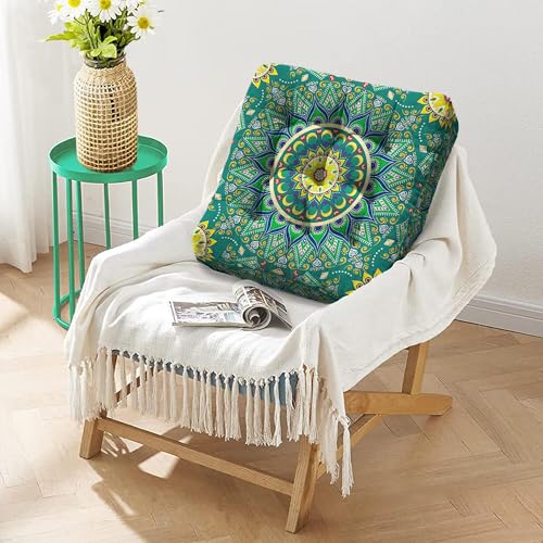 Mandala Meditation Cushion, Boho Meditation Mat, Meditation Pillows for Sitting on Floor, Cushions for Sitting in Home and Outdoor, Square Floor Pillow Cushion Seating for Yoga Accessories 22'' X 22'' - color: 07.mandala Meditation Cushion-1, size: 22x22