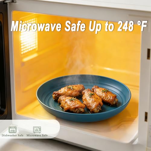 Wheat Straw Plate 8 Inch, Unbreakable Dinner Plates Sets for 8, Plastic Plates Reusable, Microwave and Dishwasher Safe Kitchen Plate for Cake, Dessert, Side Salad - Multi - color: Multicolor, size: 8 Inch