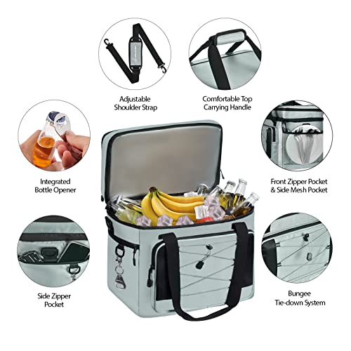 Maelstrom Portable Collapsible Soft Cooler Bag – 24/30/60 Cans Double-Deck Leakproof Ice Chest for Beach, Camping & Grocery - color: Grey, size: 60 Can