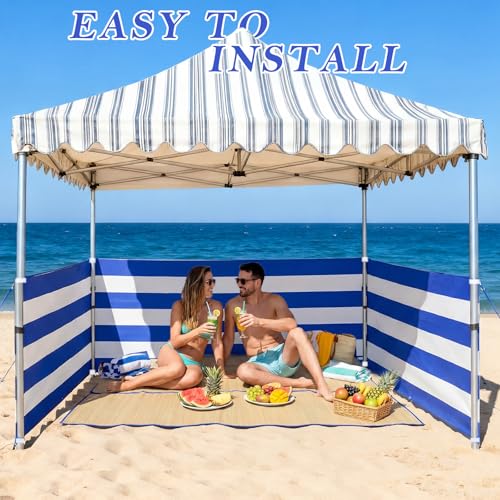 30 FT Beach Wind Blocker for 10x10 FT Beach Tent Wind Screen Fit Beachs Canopy Barrier Sunbathing Privacy Screen Fence with Carry Bag Outdoor Summer Vacation Sand Protection Travel Camping