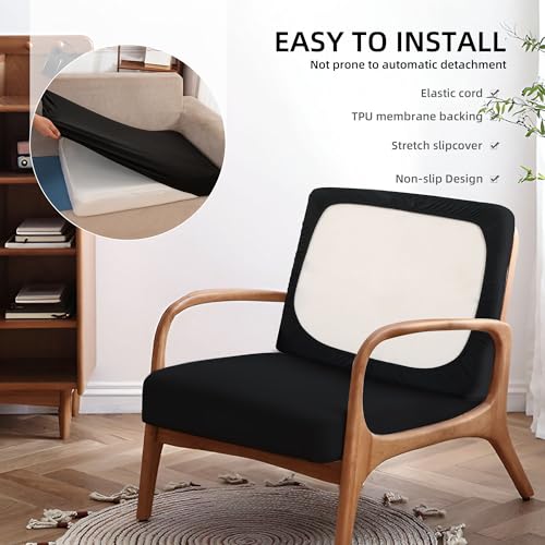 8Pcs Outdoor Cushion Covers, Patio Cushion Covers,Stretch Elastic Slipcovers, Replacement Washable & Reusable Furniture Protector for Patio Couch (Black,Cover Only) - color: Black, size: 8Pcs-Solid color