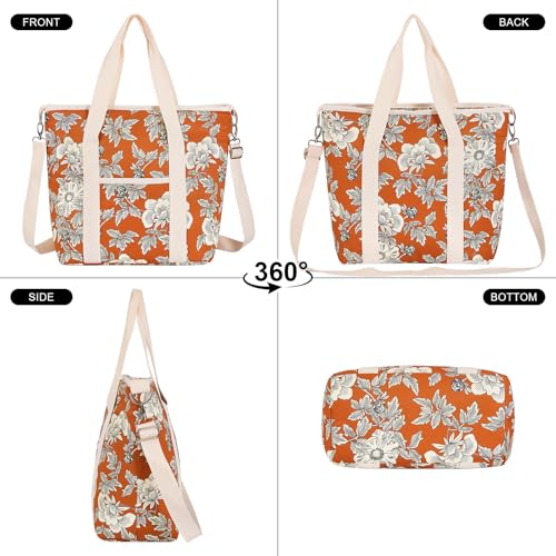 Nanxson 9L/15L/29L Extra Large Insulated Lunch Bag for Women Adult Reusable Leakproof Picnic Lunch Box Freezable Cooler Tote Bag (29L,B-Orange Flower) - color: B-Orange Flower, size: 29L
