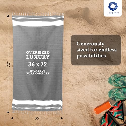 Cotton Turkish Beach Towel with Towels Oversized 36"x72" Pool Absorbent Extra Large Quick Dry Sand Travel Towel (Grey, 4 Pack) - color: Grey, size: 4 Pack
