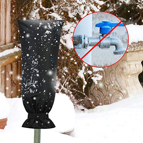 Frienda Outdoor Faucet Cover for Winter Freeze Protection 25'' x 10'' Winter Outside Large Backflow Preventer Insulation Spigot Hose Bib Cover for Garden Lawn Faucet Yard Hydrant(Black,2) - color: Black