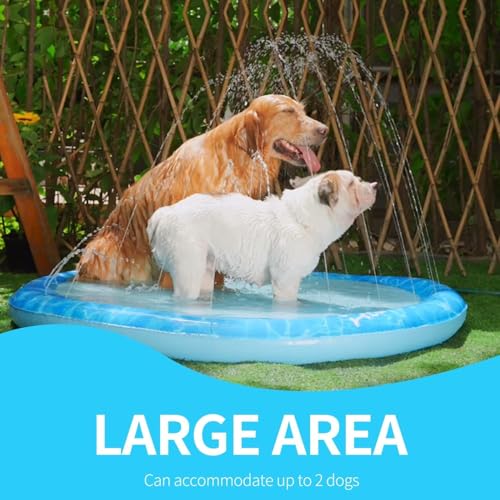 All for Paws Dog Splash Pad Sprinkler Mat – Non‑Slip Summer Cooling Pool for Dogs, Thickened PVC Outdoor Wading Pad to Play, 51 Inch, Large - size: Large 51in