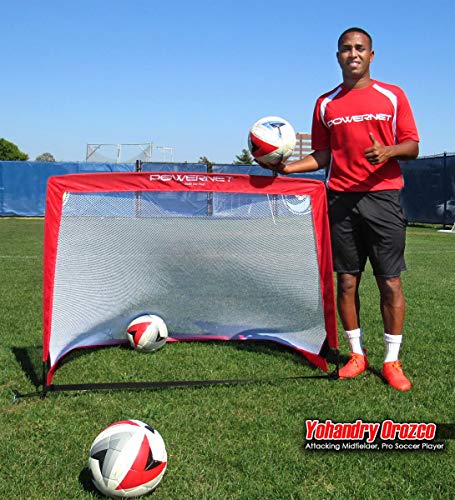 Powernet Soccer Goal, Set of 2 Pop Up Goals for Backyard, Kids Outdoor Indoor Soccer Net, Portable Training Equipment, Collapsible Mini Goalie Net (3 Sizes)