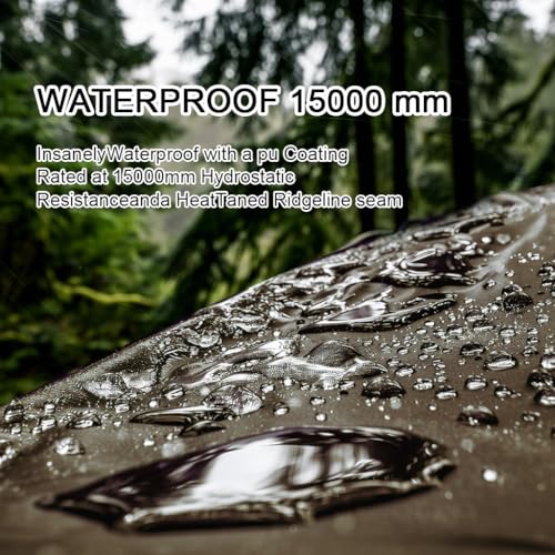 GOLDCAMP Waterproof Camping Tarp，70D Nylon 10X13.2ft Hammock Rain Fly ，UV 50+ and PU15000mm Tent Tarp Shelter Canopy，Heavy Duty Multifunctional Sun Shade Essentials for Hiking (120''X120'') - size: 120''X120''