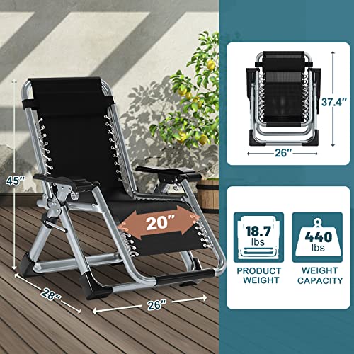 NAIZEA Padded Zero Gravity Chair, Folding Outdoor Lounge Chairs, Adjustable Reclining Camping Chairs with Cup Holder, Ergonomic Patio Lawn Chair for Balcony Beach Deck Yard - color: Green, style: Zero Gravity Chair 2 Pack