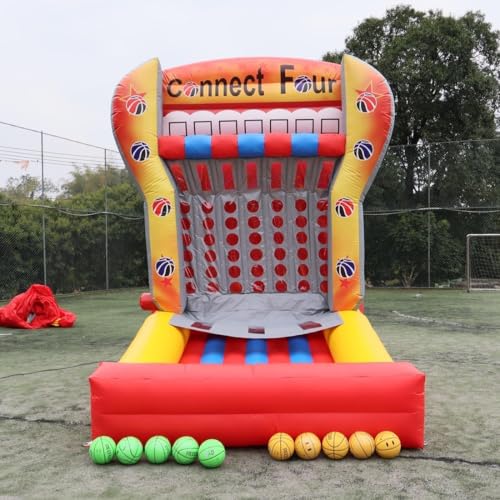 PVC Giant 4 in a Row Connect Inflatable 4-to-Score Basketball Game with Blower+20 Balls, Inflatable Carnival Games for Commercial Bussiness, Lawn Games, School Events
