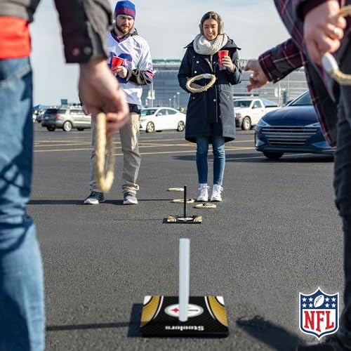 Solid Wood NFL Quoits Set with Direct Print HD Team Graphics – Tailgate Ring Toss Game – Great Gift for Any Football Fan! Ring Toss Family Outdoor Games for The Beach